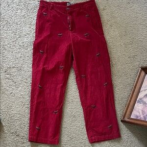 Chaps Men's Red Corduroy Pants with Embroidery 34x30